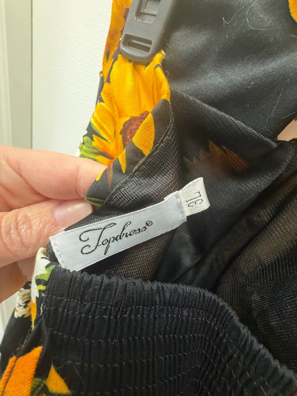 Sunflower Halter Midi Dress in Black & Yellow - Picture 4 of 4